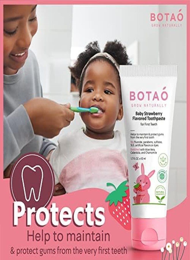 BOTAO Fluoride Free Baby Toothpaste | Natural Toddler Toothpaste | Strawberry Flavored - Training Toothpaste for Toddlers | EWG Verified, Vegan, SLS Free, Safe to Swallow, Aloe Vera (3 Pack) - Image 4